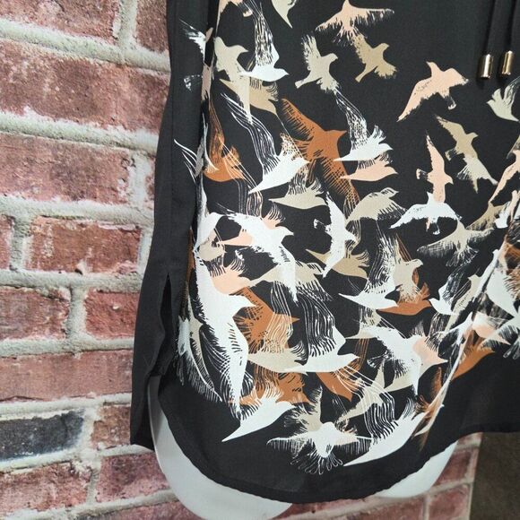 Apt 9 Sleeveless Top M | Ravens Bird Print V Neck Lightweight Boho Chic Black - Picture 5 of 7